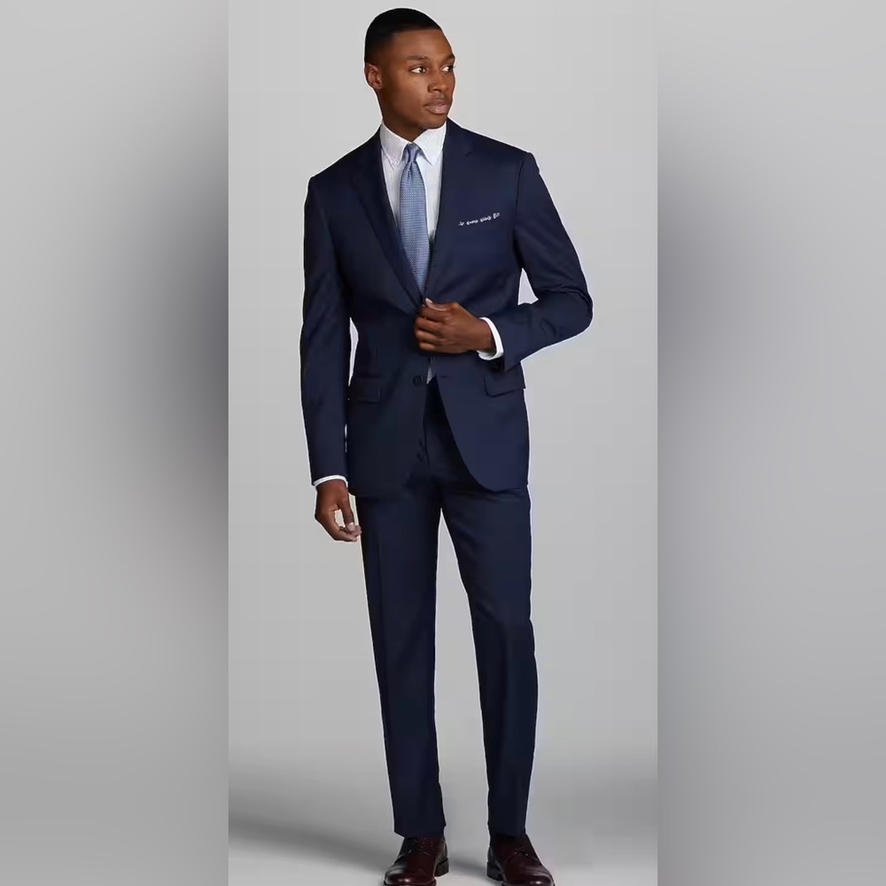 JoS. A. Bank Traveler Slim Fit Blue Navy Suit - 36 Long/ 30 Waist